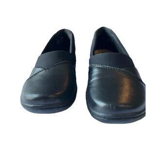 Clarks Black Leather Slip-On Women’s Loafers